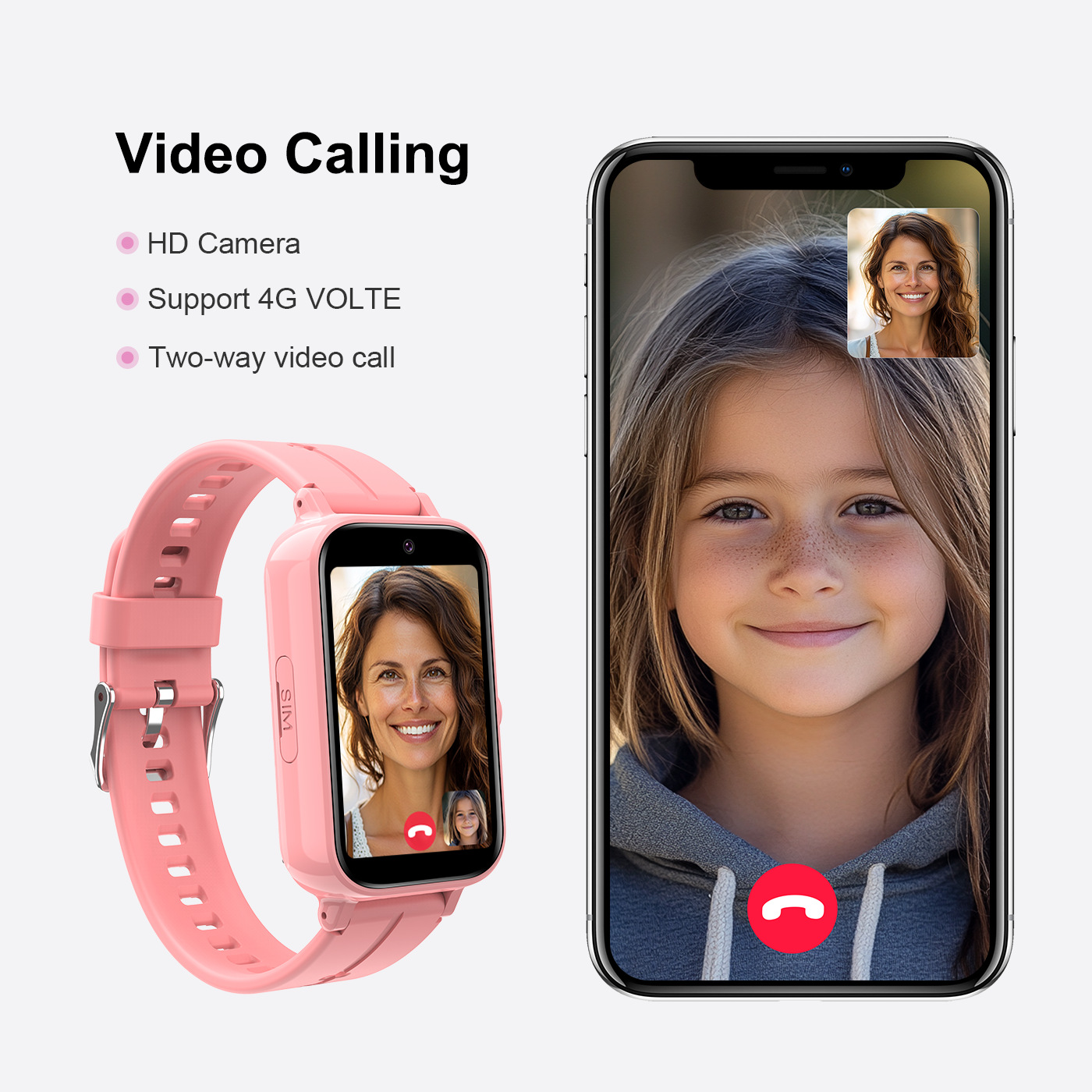 Fall Detection Watch - Kinder-Smartwatch für Kinder, Uhr mit 4G-SIM-Karte,